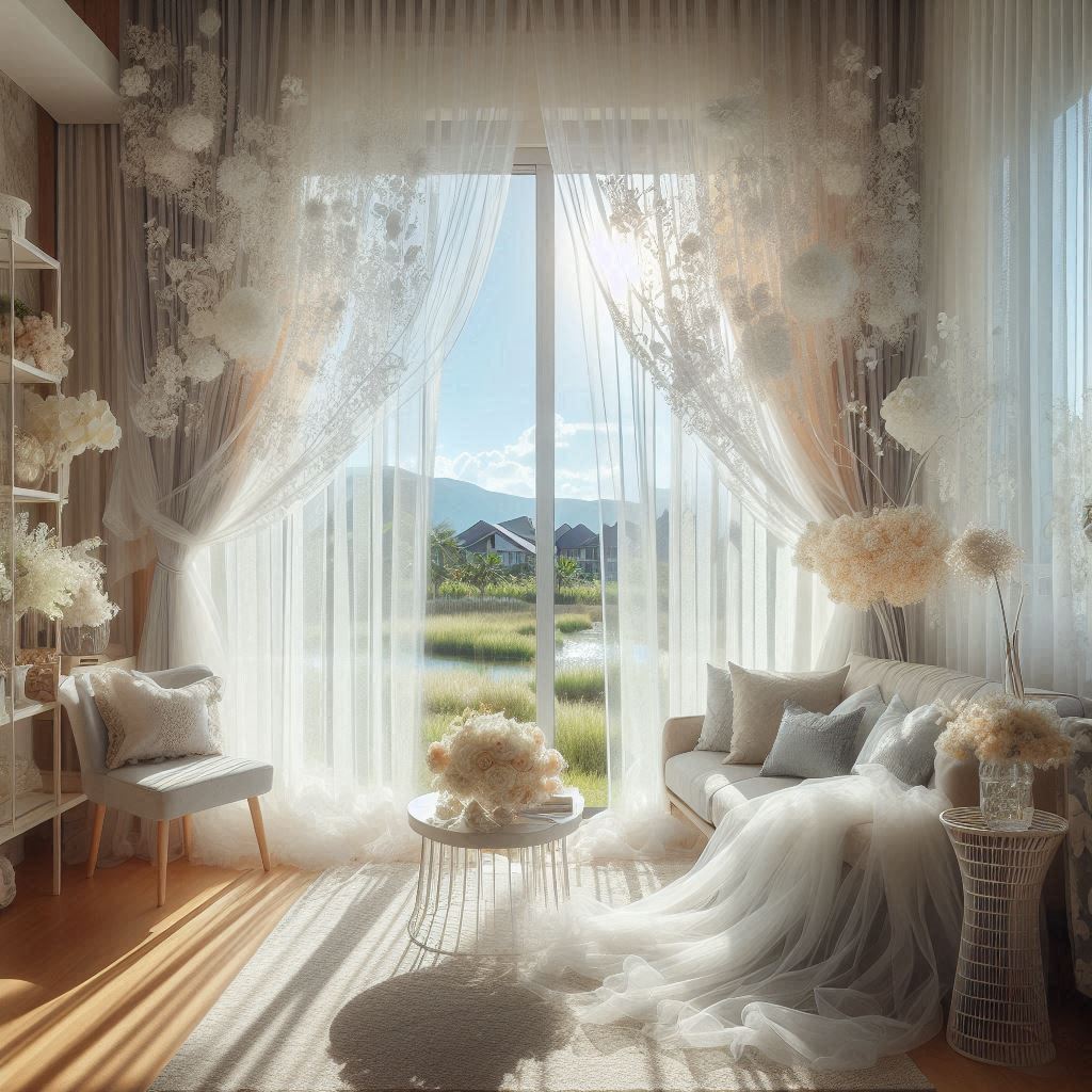 Rèm cửa Organza: Mang ánh sáng tự nhiên và vẻ đẹp nhẹ nhàng vào nhà.